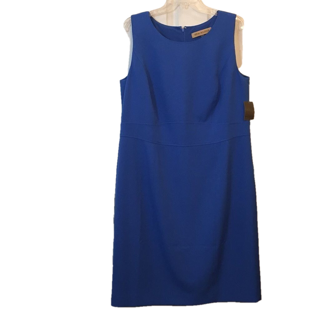 NEW Nipon Boutique Blue sleeveless dress Pit to Pit 22" Sz 14W NWT Fully lined